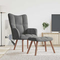 Relaxsessel mit Hocker Dunkelgrau Samt