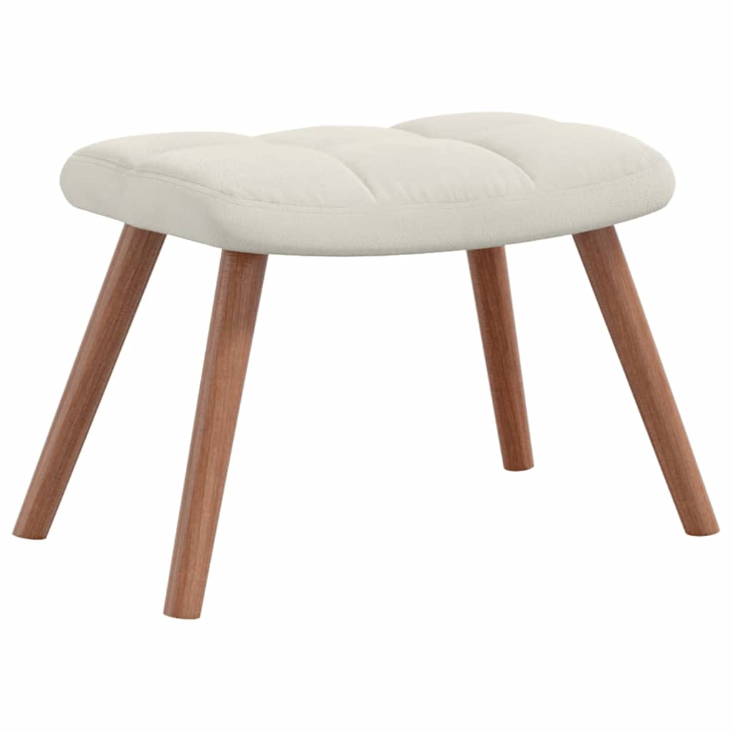 Relaxsessel mit Hocker Cremeweiß Samt