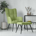 Relaxsessel mit Hocker Hellgrün Samt