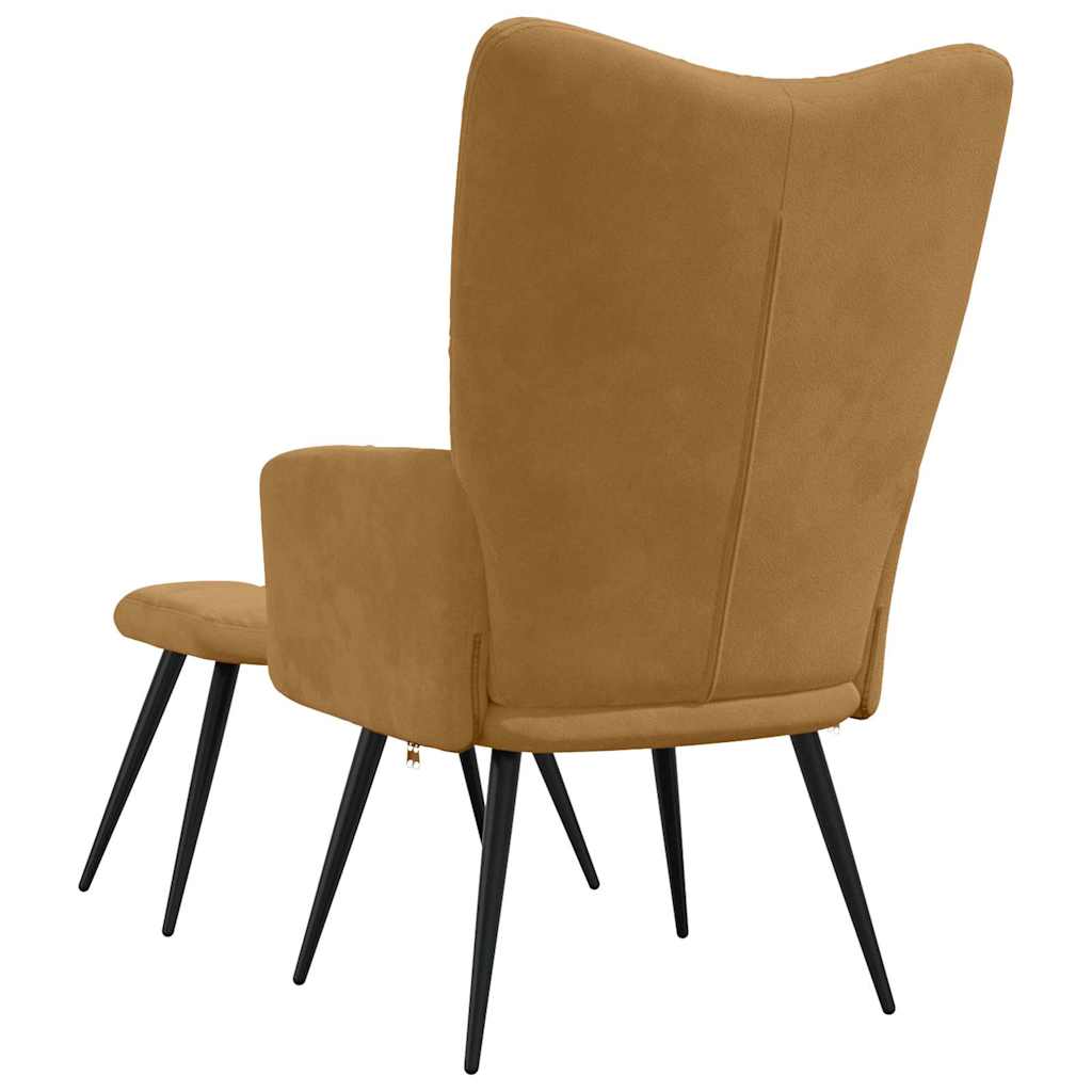 Relaxsessel mit Hocker Braun Samt