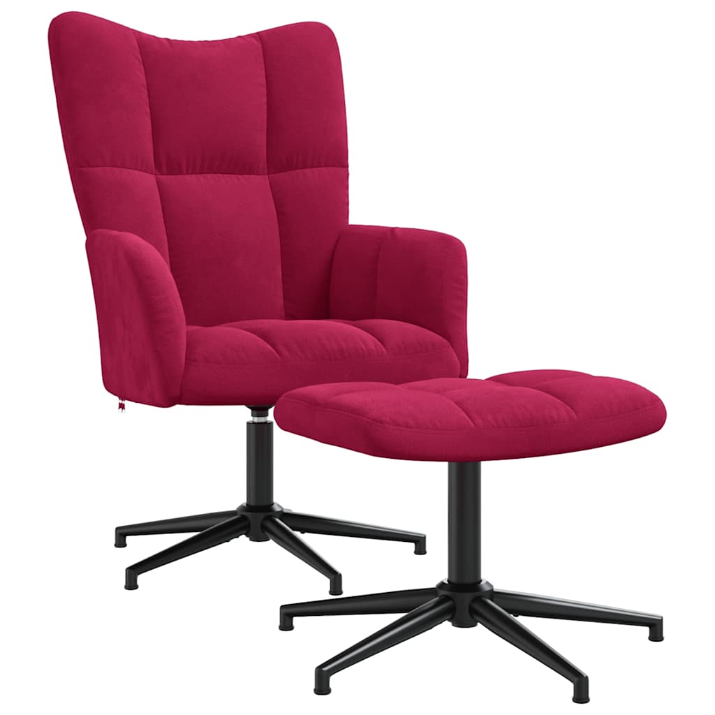 Relaxsessel mit Hocker Weinrot Samt
