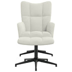 Relaxsessel mit Hocker Cremeweiß Samt