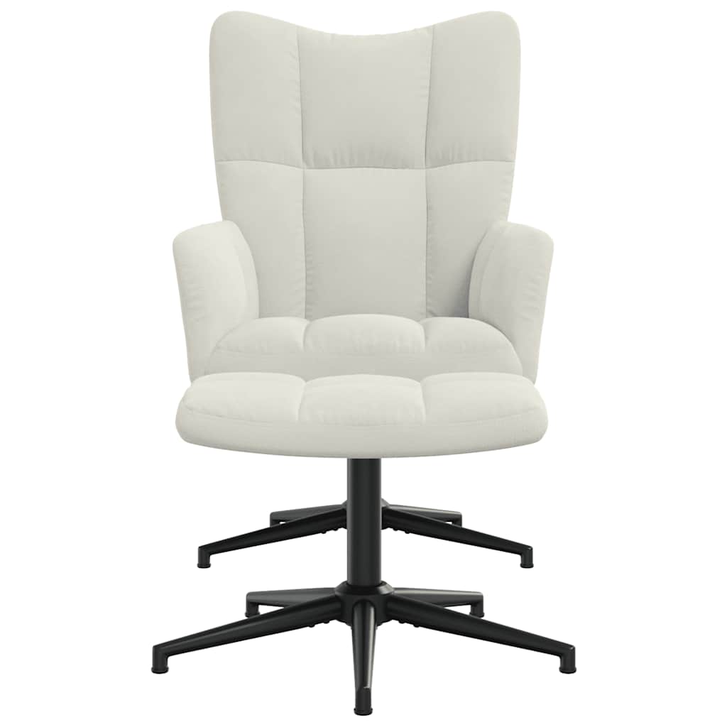 Relaxsessel mit Hocker Cremeweiß Samt