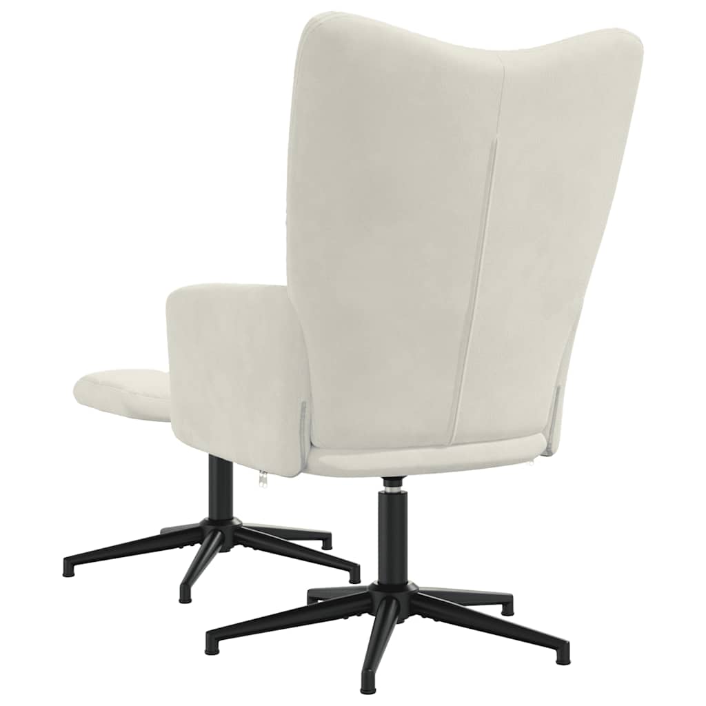 Relaxsessel mit Hocker Cremeweiß Samt