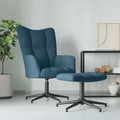 Relaxsessel mit Hocker Blau Samt