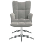 Relaxsessel mit Hocker Hellgrau Samt