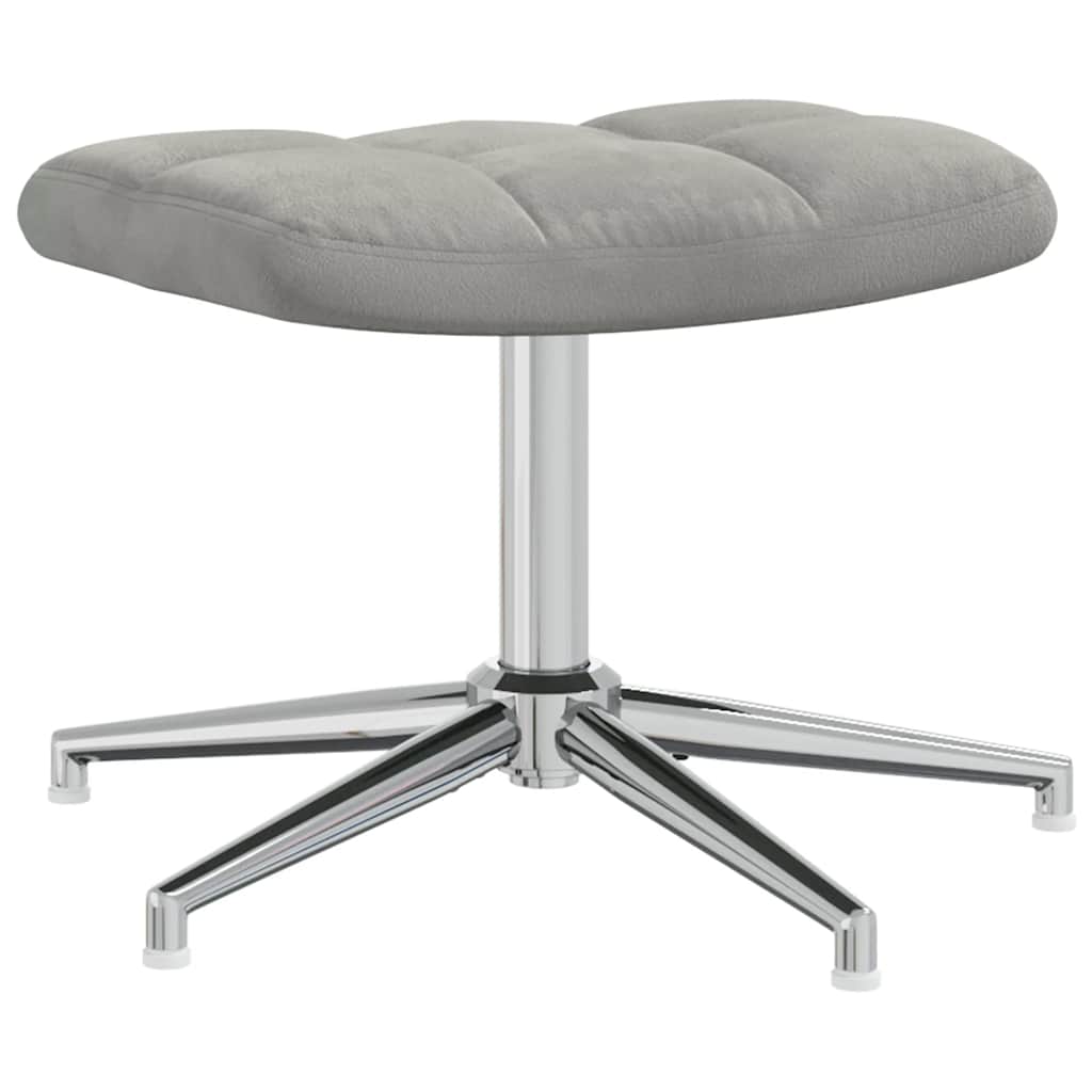 Relaxsessel mit Hocker Hellgrau Samt