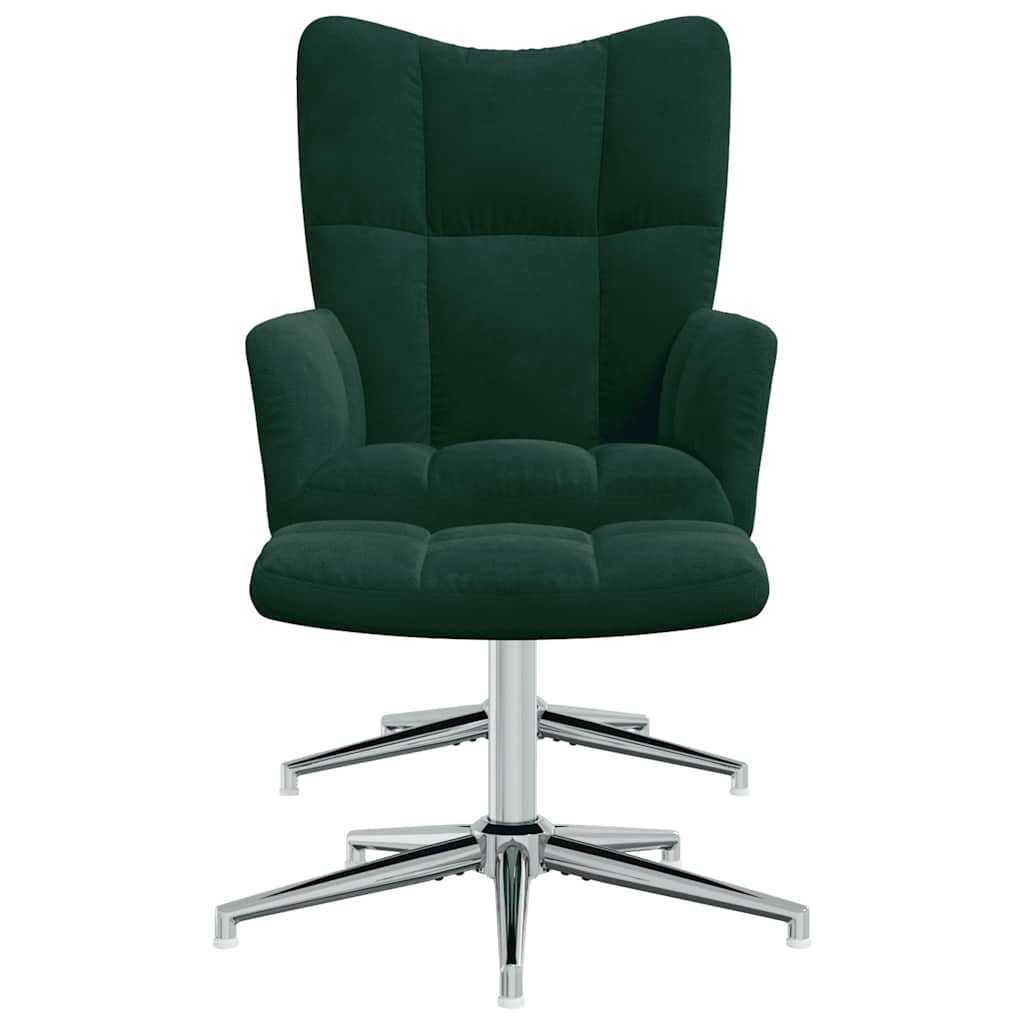 Relaxsessel mit Hocker Dunkelgrün Samt