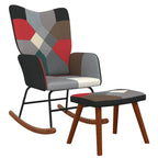 Schaukelstuhl mit Hocker Patchwork Stoff