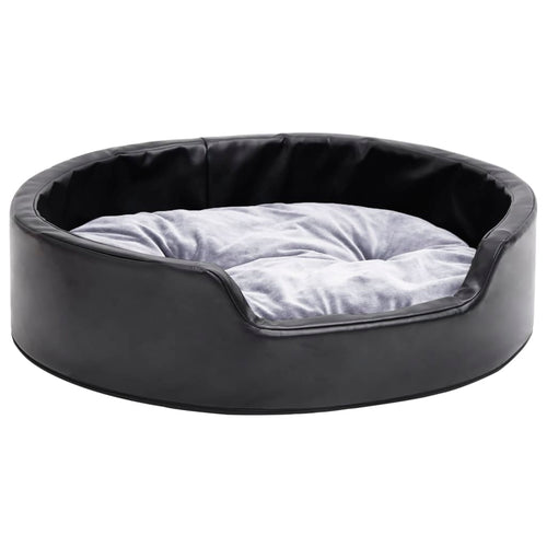 Hundebett Schwarz-Grau 69x59x19 cm Plüsch und Kunstleder