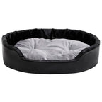 Hundebett Schwarz-Grau 90x79x20 cm Plüsch und Kunstleder