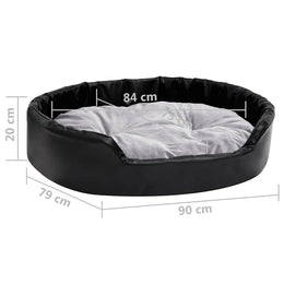 vidaXL Hundebett Schwarz-Grau 90x79x20 cm Plüsch und Kunstleder