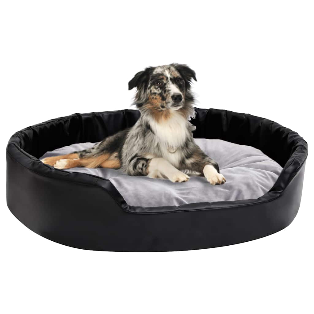 vidaXL Hundebett Schwarz-Grau 90x79x20 cm Plüsch und Kunstleder