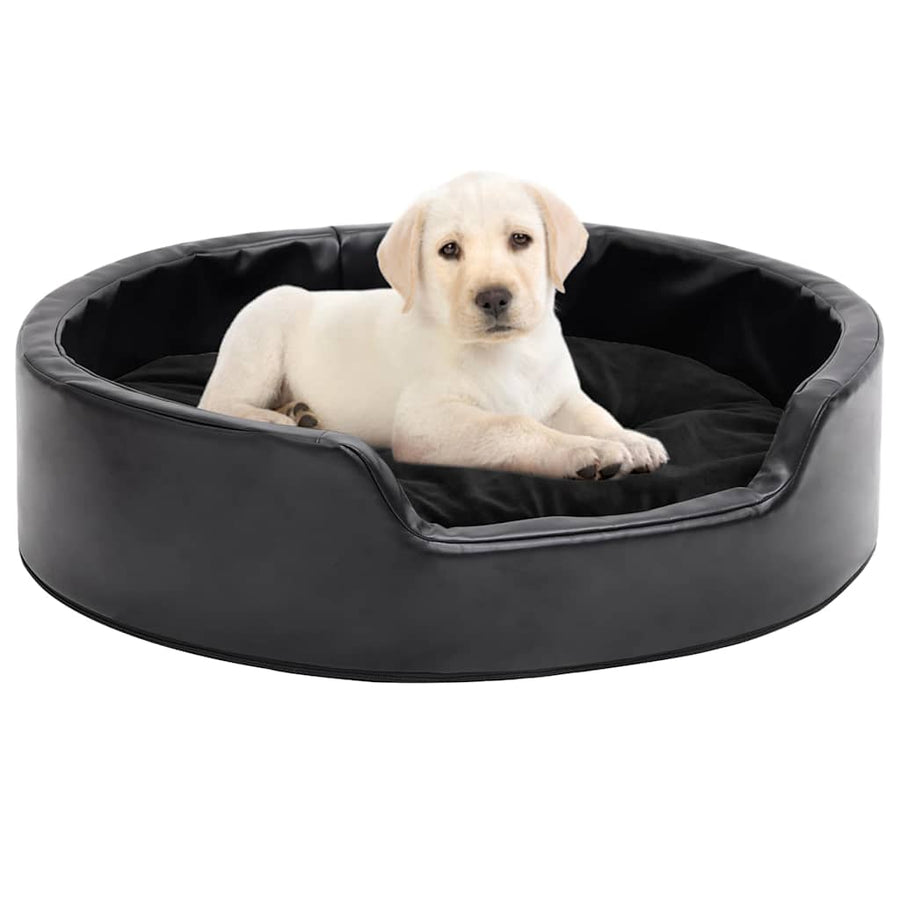 Hundebett Schwarz 69x59x19 cm Plüsch und Kunstleder
