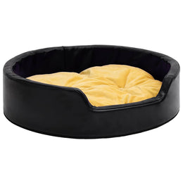 vidaXL Hundebett Schwarz-Gelb 99x89x21 cm Plüsch und Kunstleder