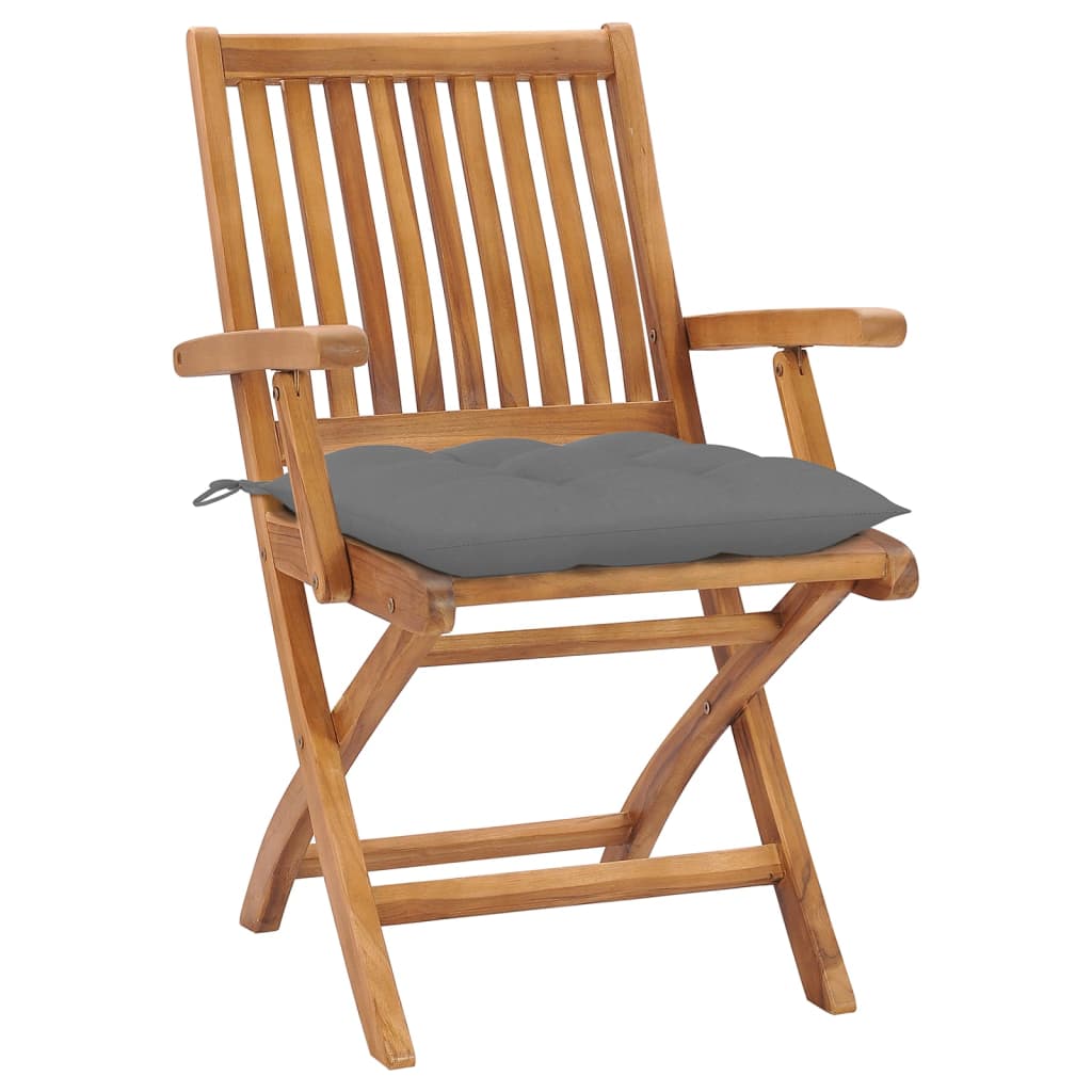 Klappbare Gartenstühle mit Kissen 4 Stk. Massivholz Teak