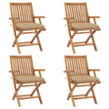 Klappbare Gartenstühle mit Kissen 4 Stk. Massivholz Teak