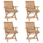 Klappbare Gartenstühle mit Kissen 4 Stk. Massivholz Teak