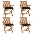 Klappbare Gartenstühle mit Kissen 4 Stk. Massivholz Teak