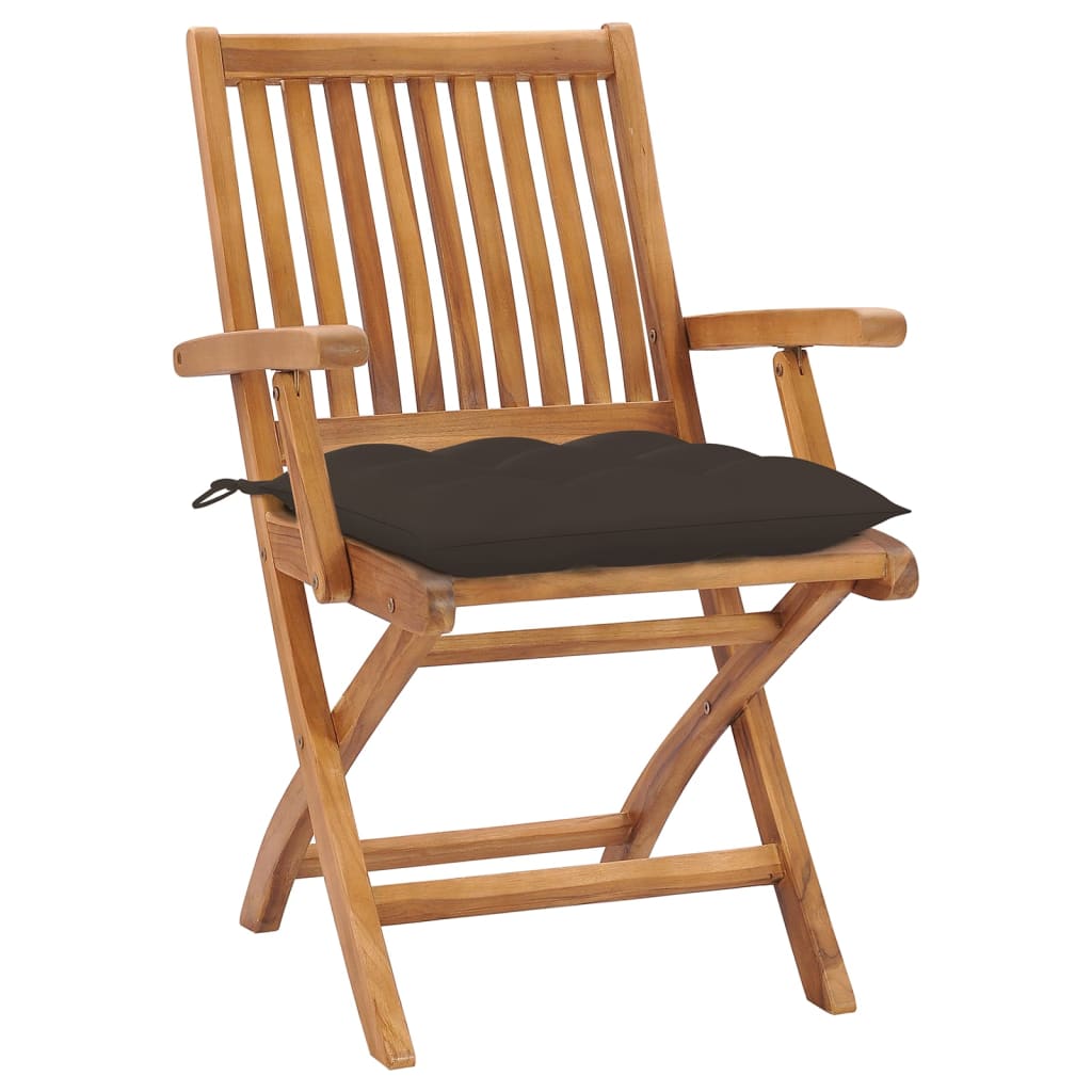 Klappbare Gartenstühle mit Kissen 4 Stk. Massivholz Teak
