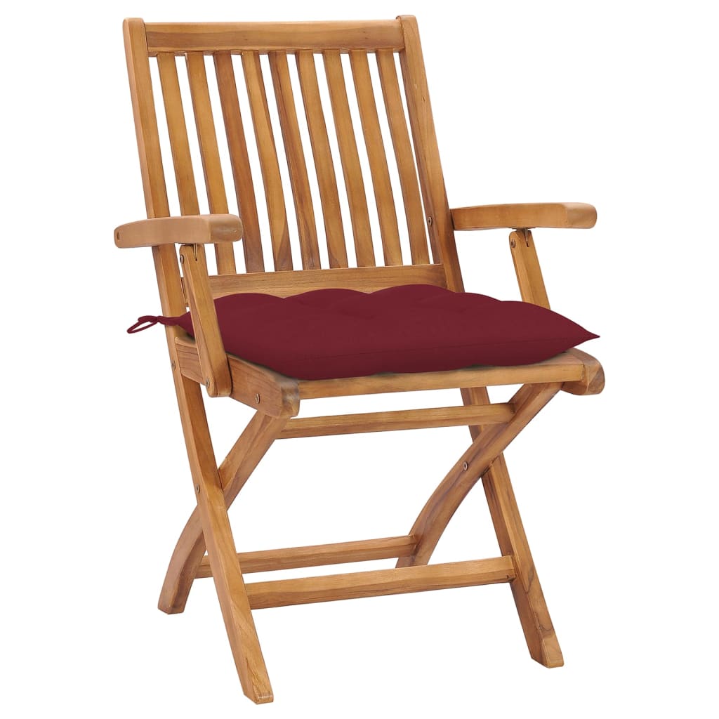 Klappbare Gartenstühle mit Kissen 4 Stk. Massivholz Teak