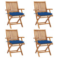 Klappbare Gartenstühle mit Kissen 4 Stk. Massivholz Teak