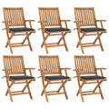 Klappbare Gartenstühle mit Kissen 6 Stk. Massivholz Teak