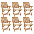 Klappbare Gartenstühle mit Kissen 6 Stk. Massivholz Teak