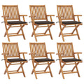Klappbare Gartenstühle mit Kissen 6 Stk. Massivholz Teak