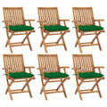 Klappbare Gartenstühle mit Kissen 6 Stk. Massivholz Teak