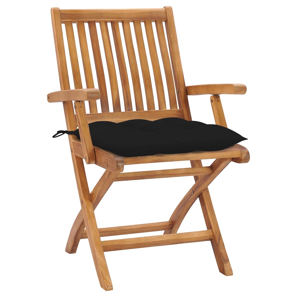 Klappbare Gartenstühle mit Kissen 6 Stk. Massivholz Teak