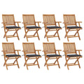 Klappbare Gartenstühle mit Kissen 8 Stk. Massivholz Teak