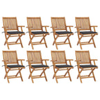 Klappbare Gartenstühle mit Kissen 8 Stk. Massivholz Teak