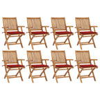 Klappbare Gartenstühle mit Kissen 8 Stk. Massivholz Teak