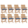 Klappbare Gartenstühle mit Kissen 8 Stk. Massivholz Teak