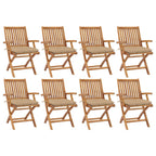 Klappbare Gartenstühle mit Kissen 8 Stk. Massivholz Teak