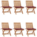 Klappbare Gartenstühle mit Kissen 6 Stk. Massivholz Teak
