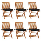 Klappbare Gartenstühle mit Kissen 6 Stk. Massivholz Teak