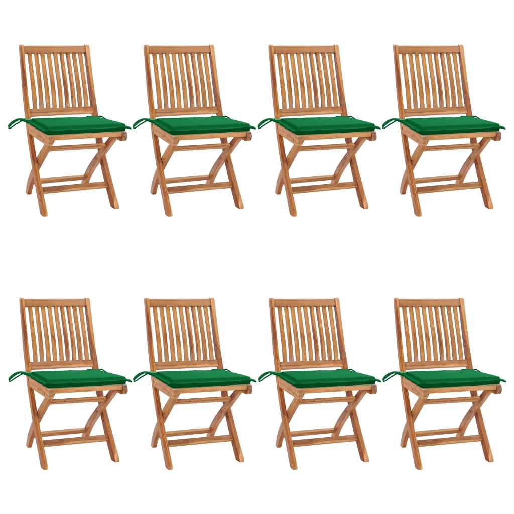 Klappbare Gartenstühle mit Kissen 8 Stk. Massivholz Teak