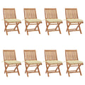Klappbare Gartenstühle mit Kissen 8 Stk. Massivholz Teak