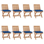 Klappbare Gartenstühle mit Kissen 8 Stk. Massivholz Teak