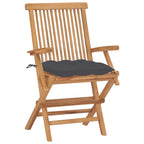 Gartenstühle mit Anthrazit Kissen 8 Stk. Massivholz Teak