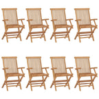 Gartenstühle mit Cremeweißen Kissen 8 Stk. Massivholz Teak