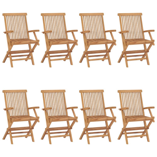 Gartenstühle mit Roten Kissen 8 Stk. Massivholz Teak