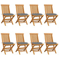 Gartenstühle mit Grauen Kissen 8 Stk. Massivholz Teak