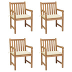 Gartenstühle 4 Stk. mit Cremeweißen Kissen Massivholz Teak