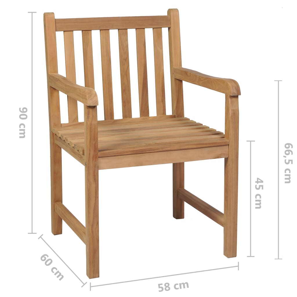 Gartenstühle 6 Stk. mit Schwarzen Kissen Massivholz Teak