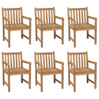 Gartenstühle 6 Stk. mit Taupe Kissen Massivholz Teak