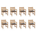 Gartenstühle 8 Stk. mit Anthrazit Kissen Massivholz Teak