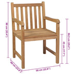 Gartenstühle 8 Stk. mit Schwarzen Kissen Massivholz Teak